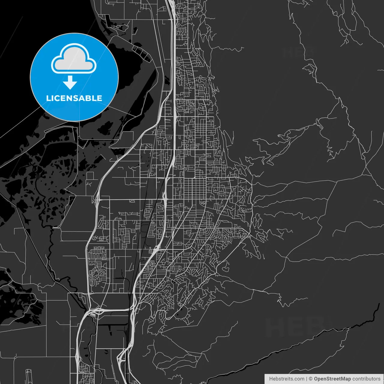 Bountiful, Utah - Area Map - Dark