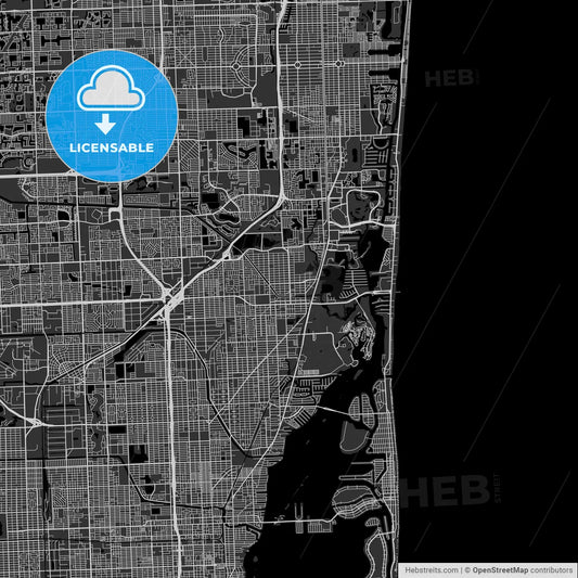 North Miami Beach, Florida - Area Map - Dark