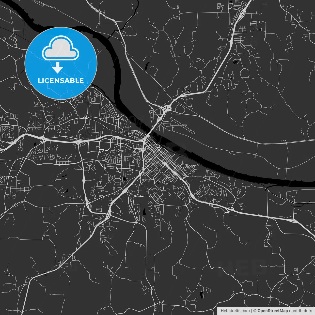 Jefferson City, Missouri - Area Map - Dark