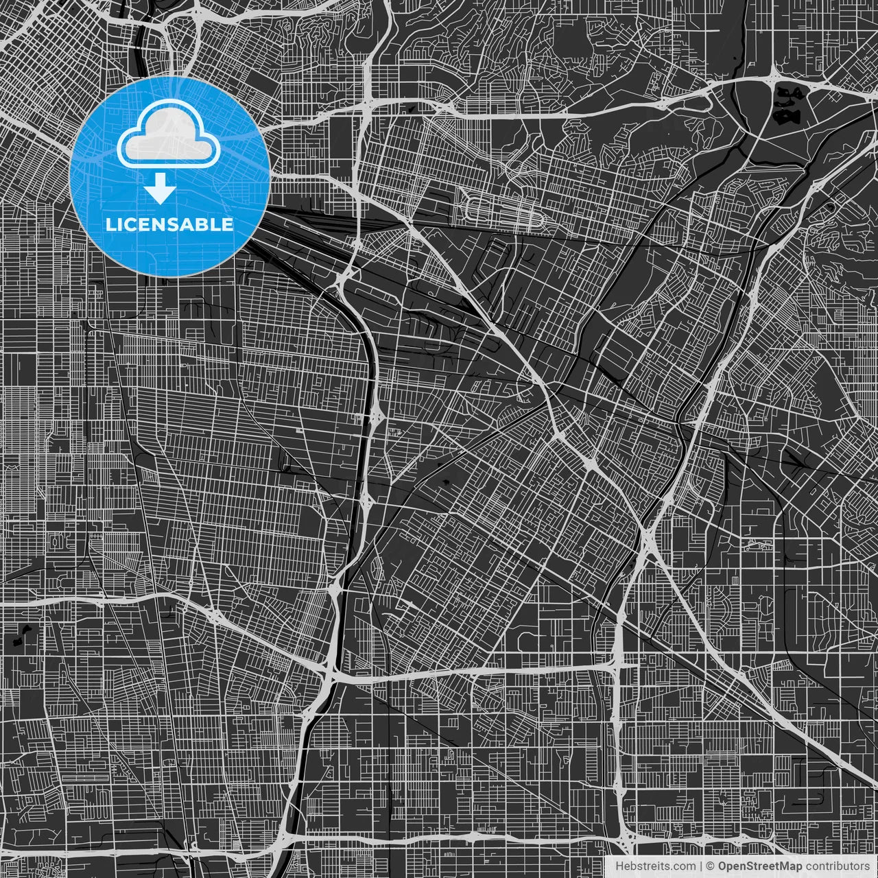 Bell Gardens, California - Area Map - Dark