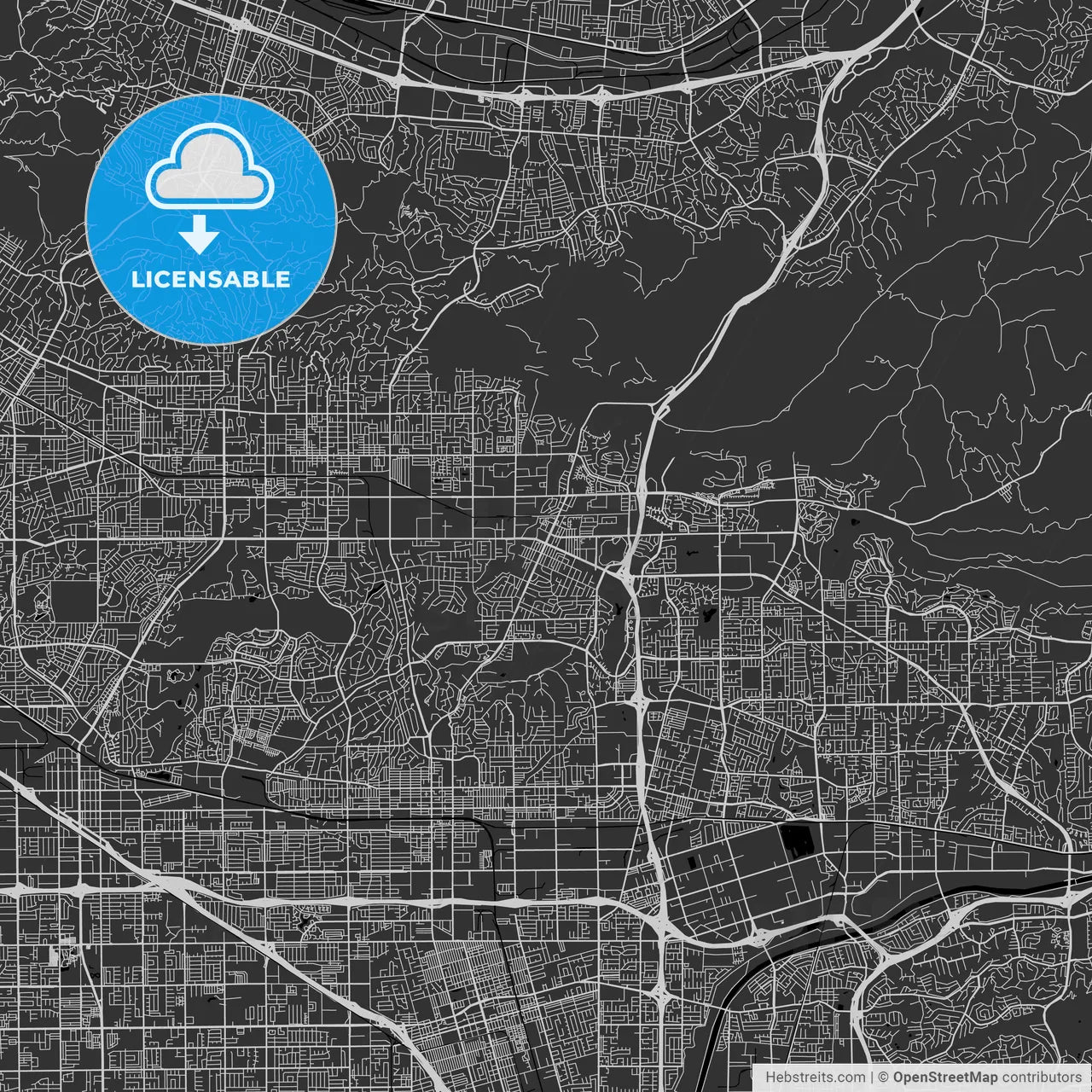Brea, California - Area Map - Dark