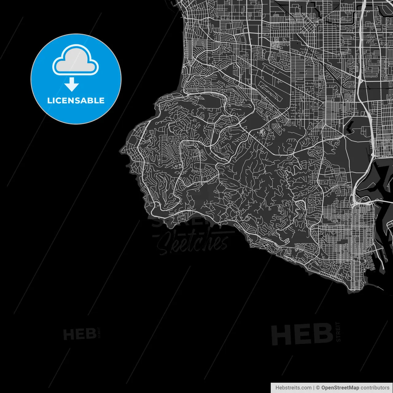 Rancho Palos Verdes, California - Area Map - Dark
