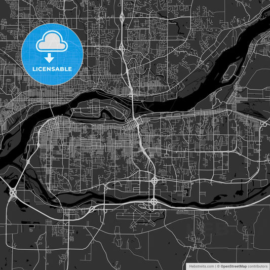 Moline, Illinois - Area Map - Dark