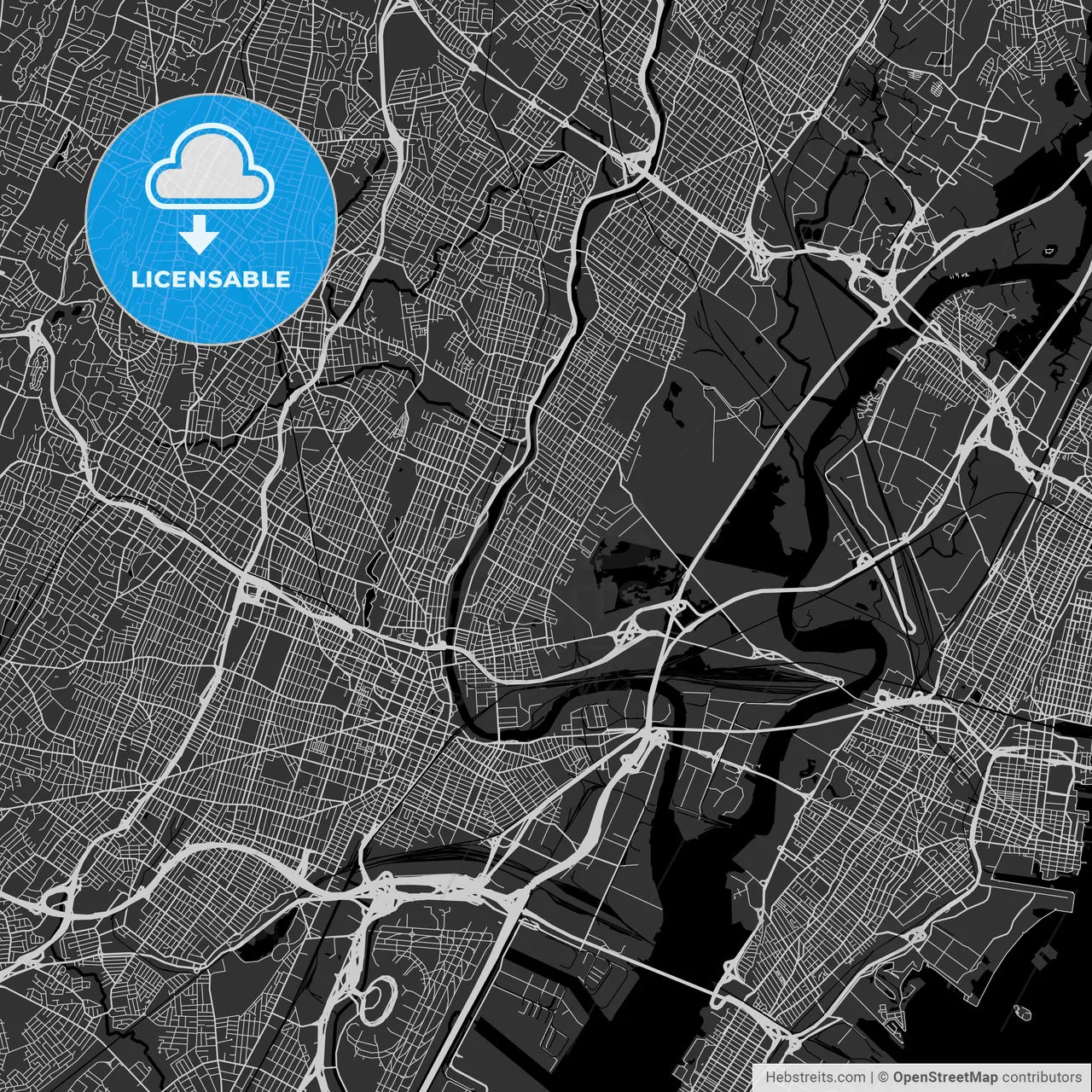 Kearny, New Jersey - Area Map - Dark