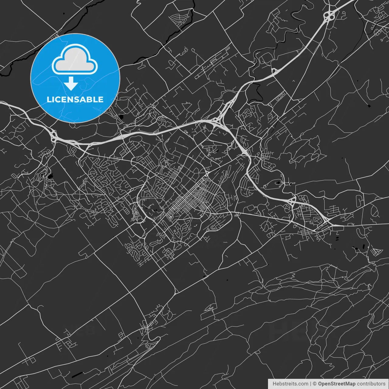 State College, Pennsylvania - Area Map - Dark