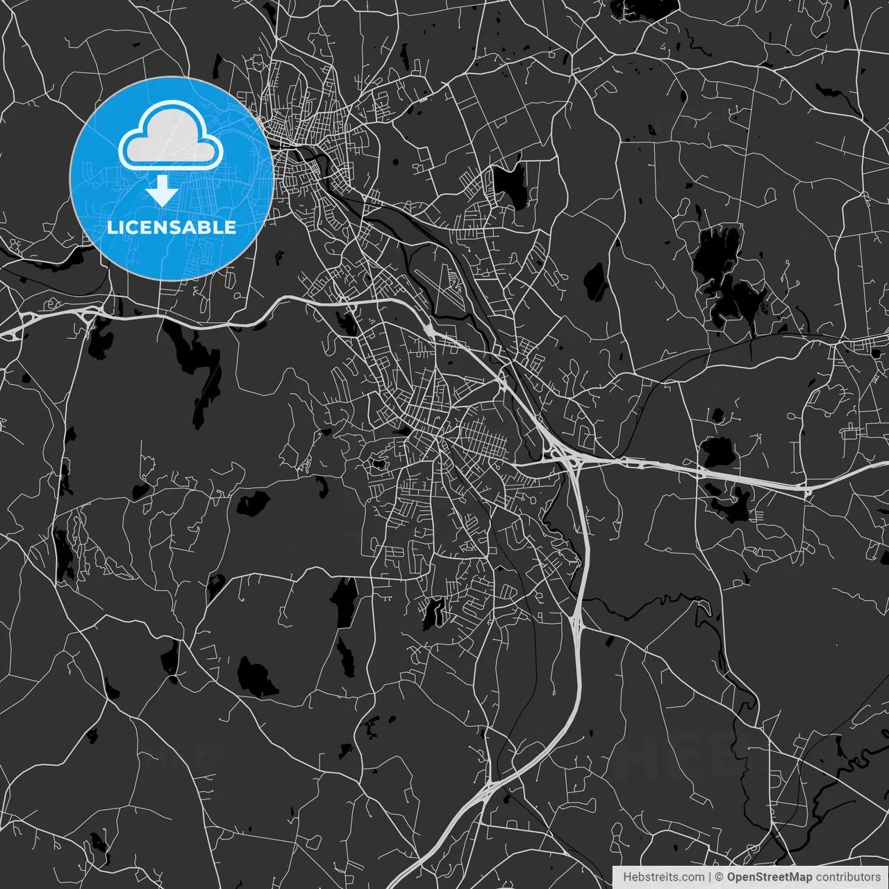 Leominster, Massachusetts - Area Map - Dark