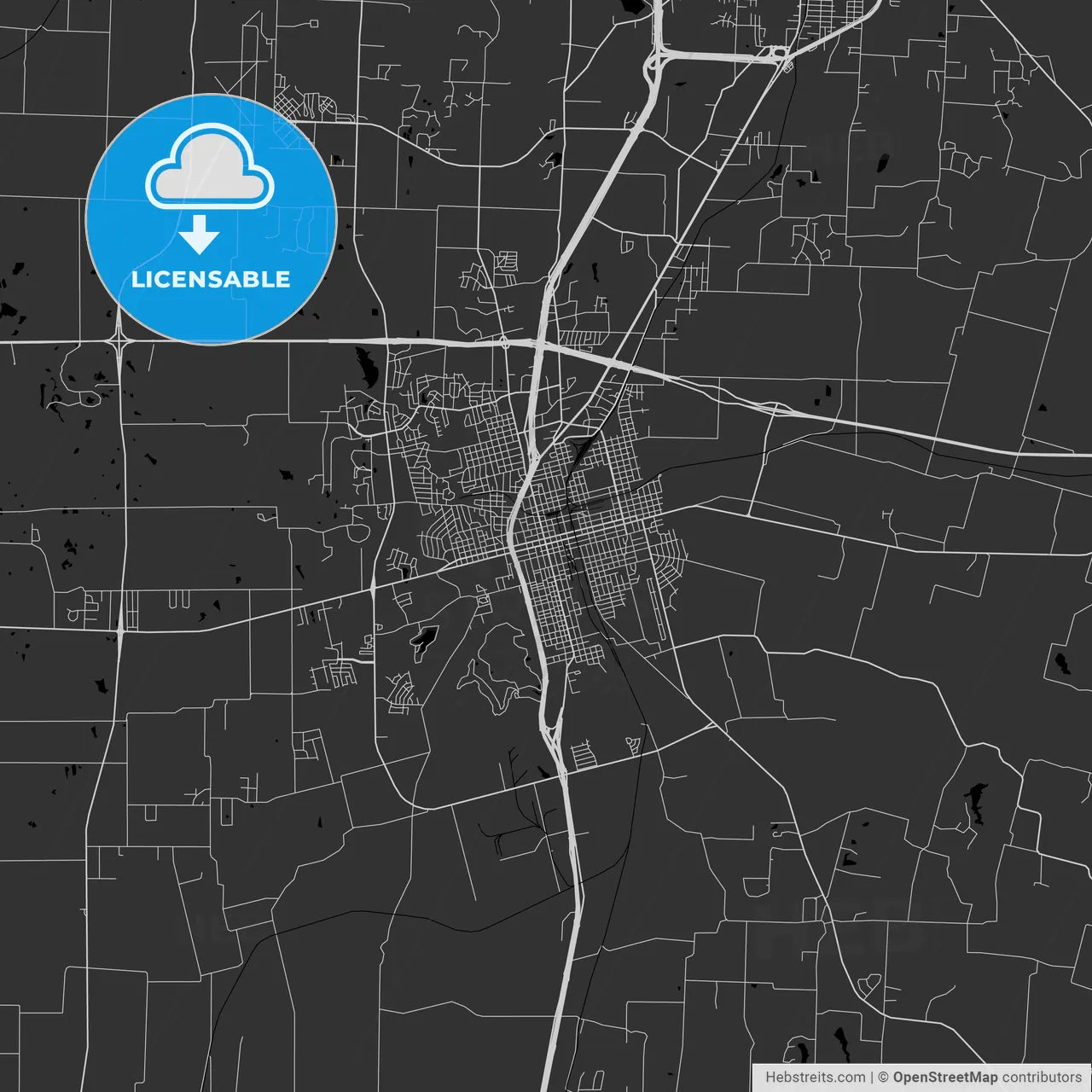 Sherman, Texas - Area Map - Dark
