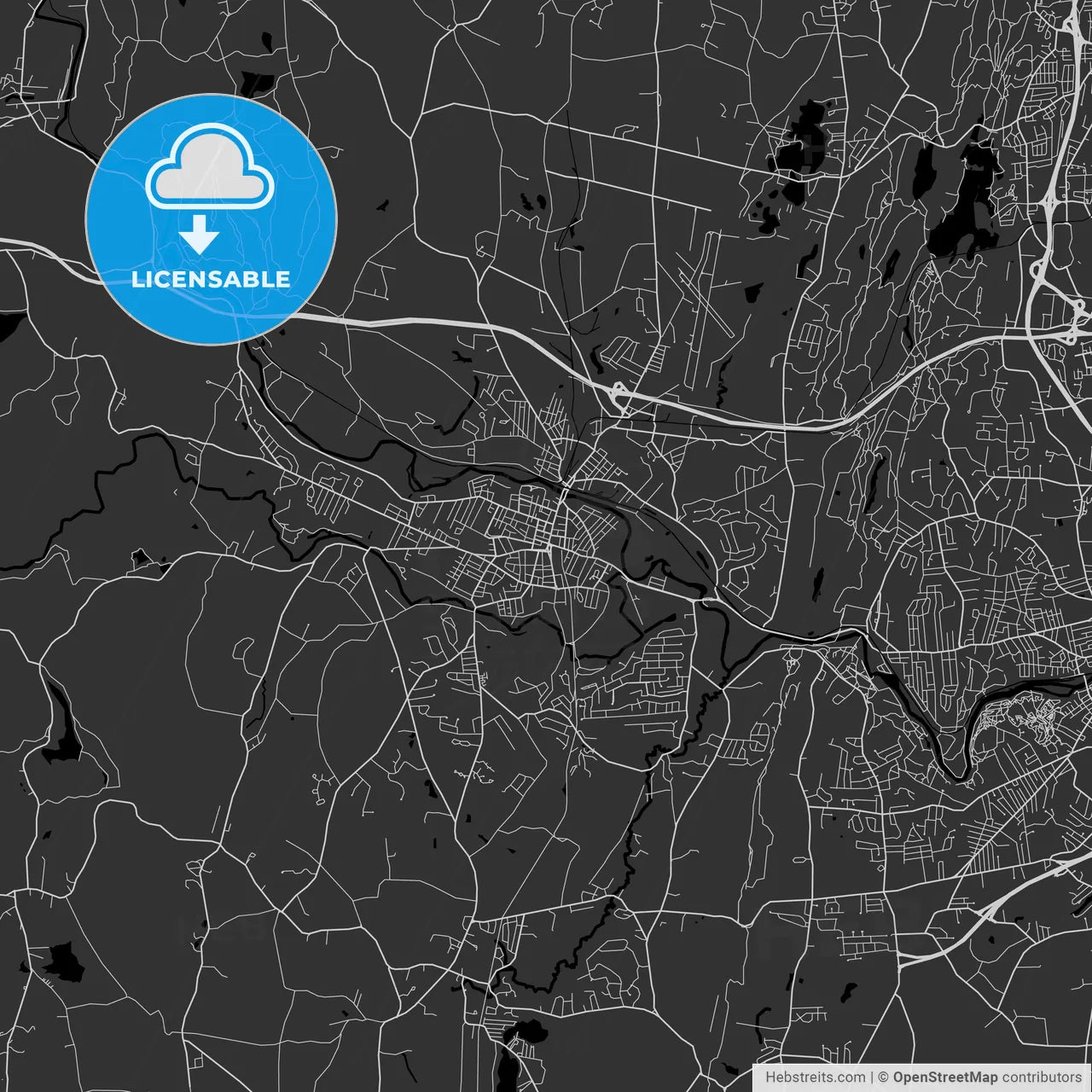 Westfield, Massachusetts - Area Map - Dark
