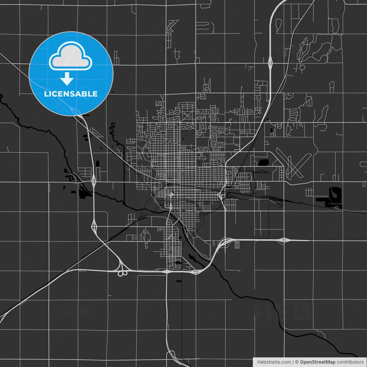 Hutchinson, Kansas - Area Map - Dark