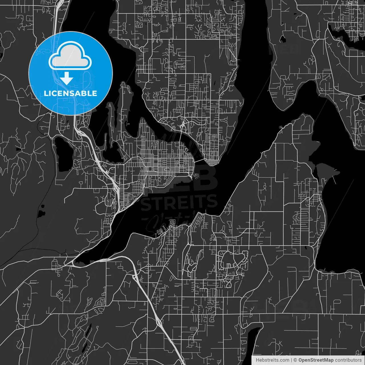 Bremerton, Washington - Area Map - Dark