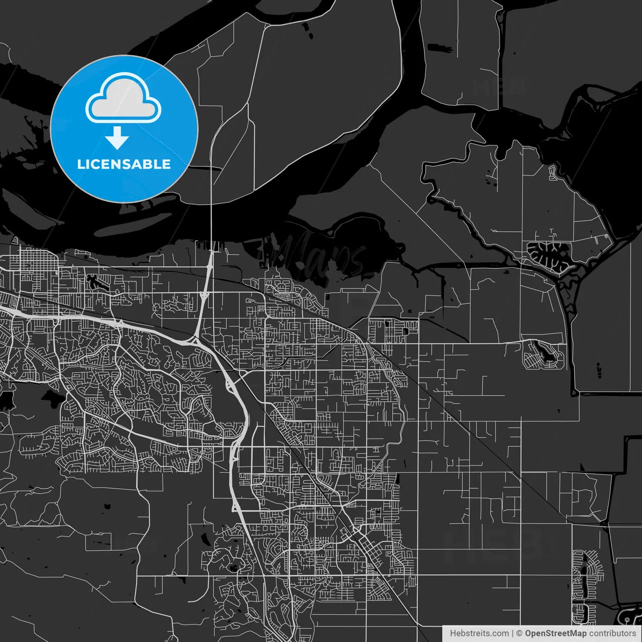 Oakley, California - Area Map - Dark
