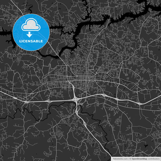 Hickory, North Carolina - Area Map - Dark