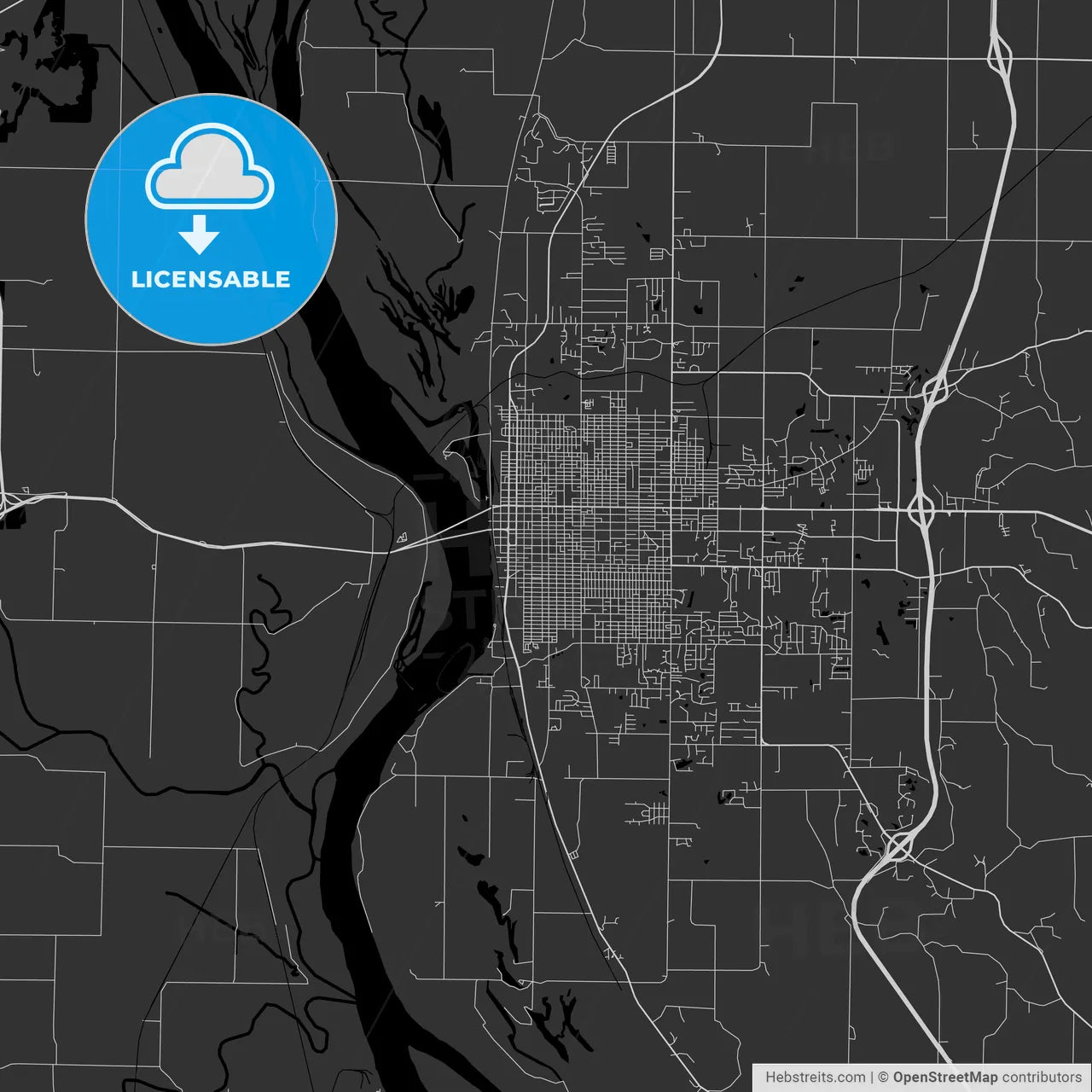 Quincy, Illinois - Area Map - Dark