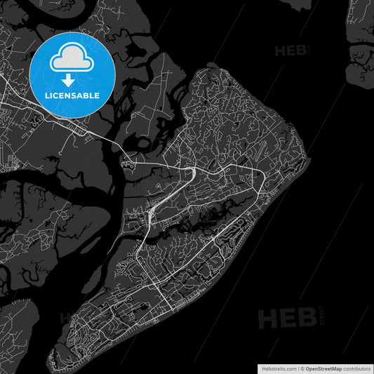Hilton Head Island, South Carolina - Area Map - Dark