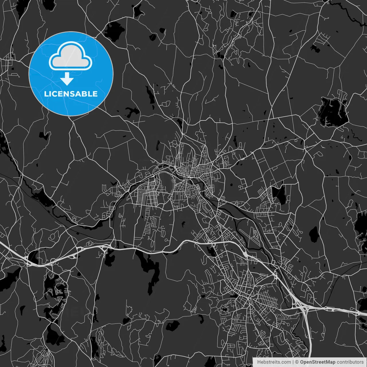 Fitchburg, Massachusetts - Area Map - Dark