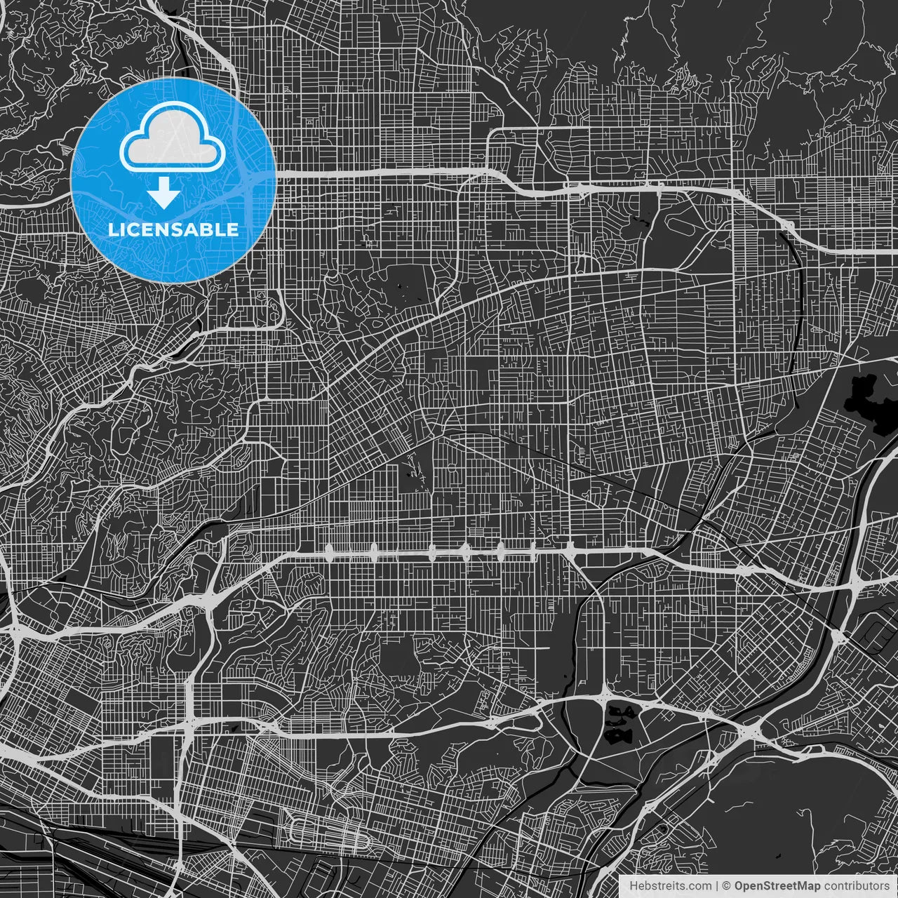 San Gabriel, California - Area Map - Dark