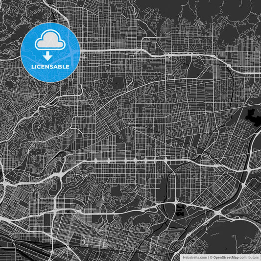 San Gabriel, California - Area Map - Dark