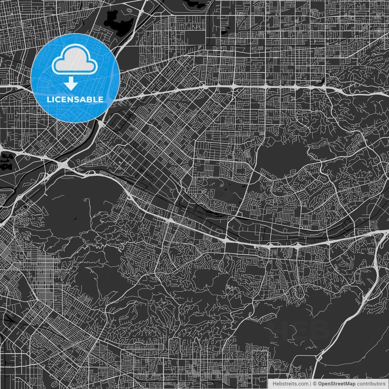 La Puente, California - Area Map - Dark
