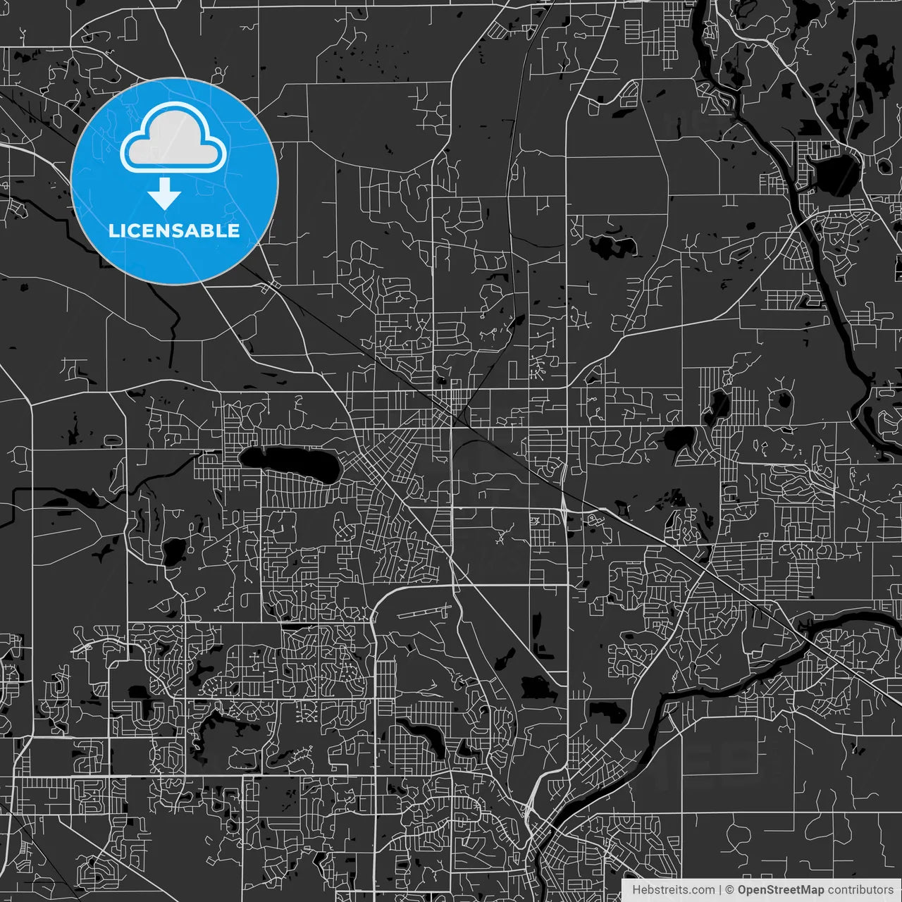 Crystal Lake, Illinois - Area Map - Dark