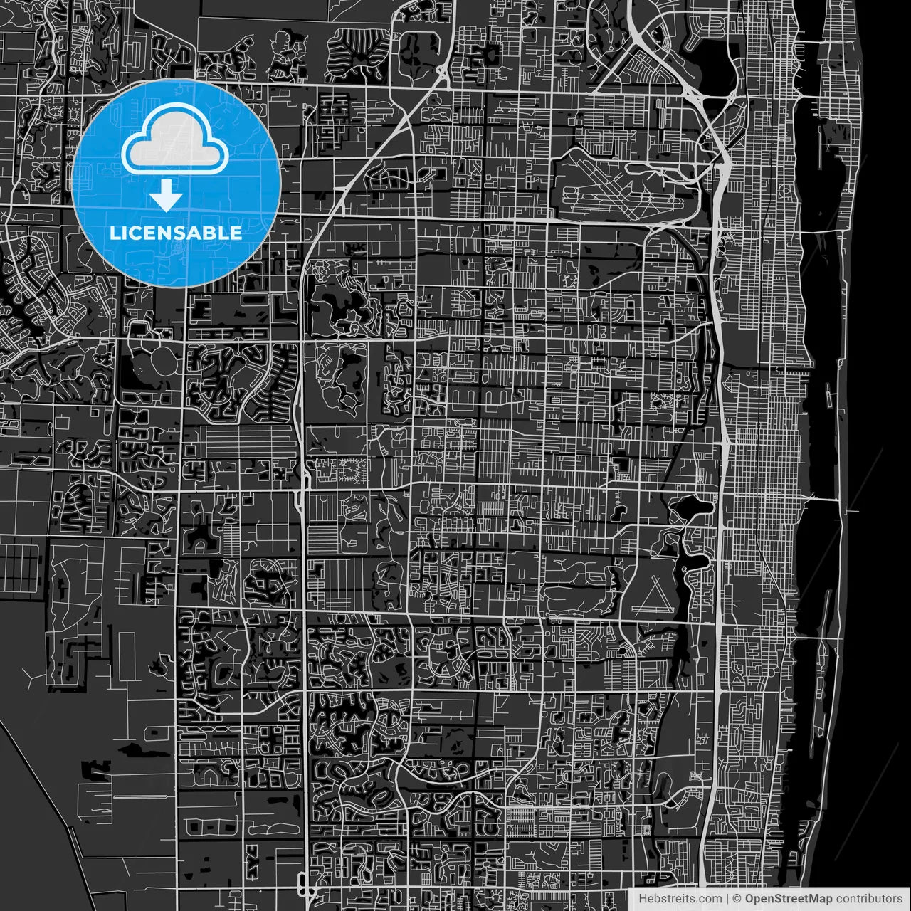 Greenacres, Florida - Area Map - Dark