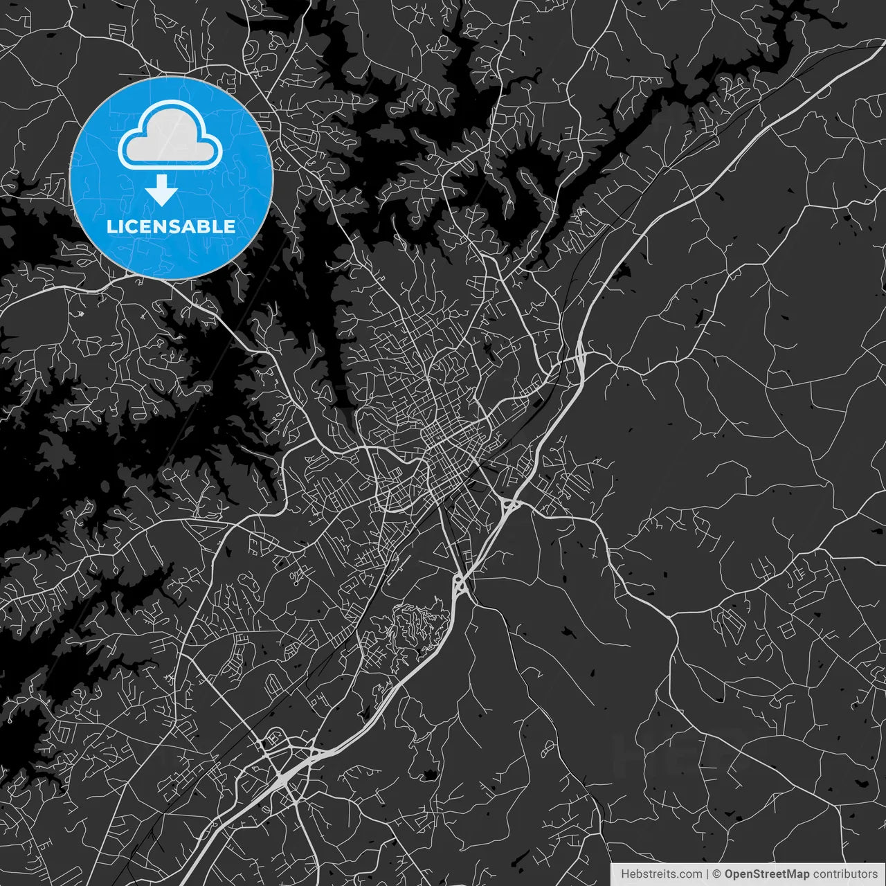 Gainesville, Georgia - Area Map - Dark