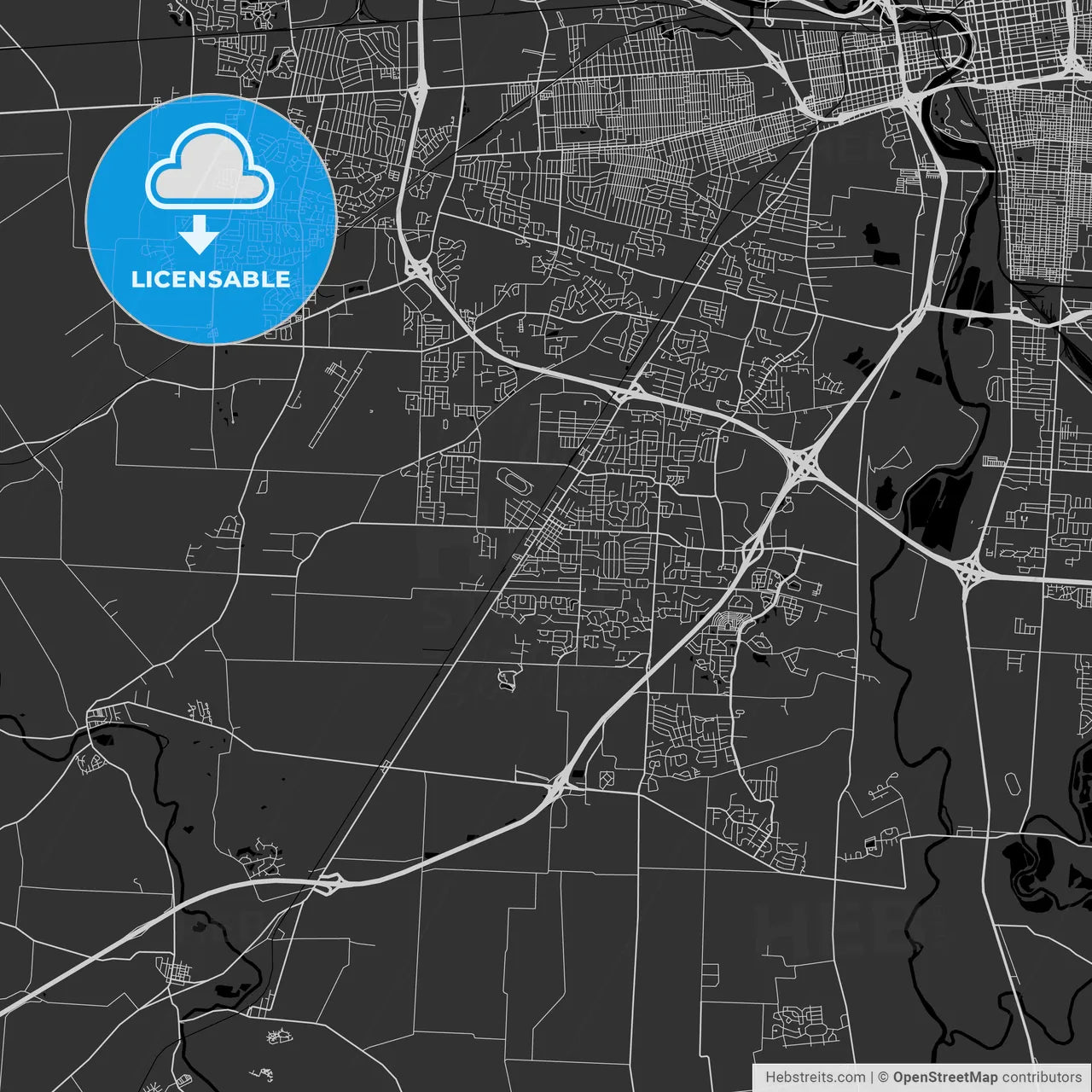 Grove City, Ohio - Area Map - Dark