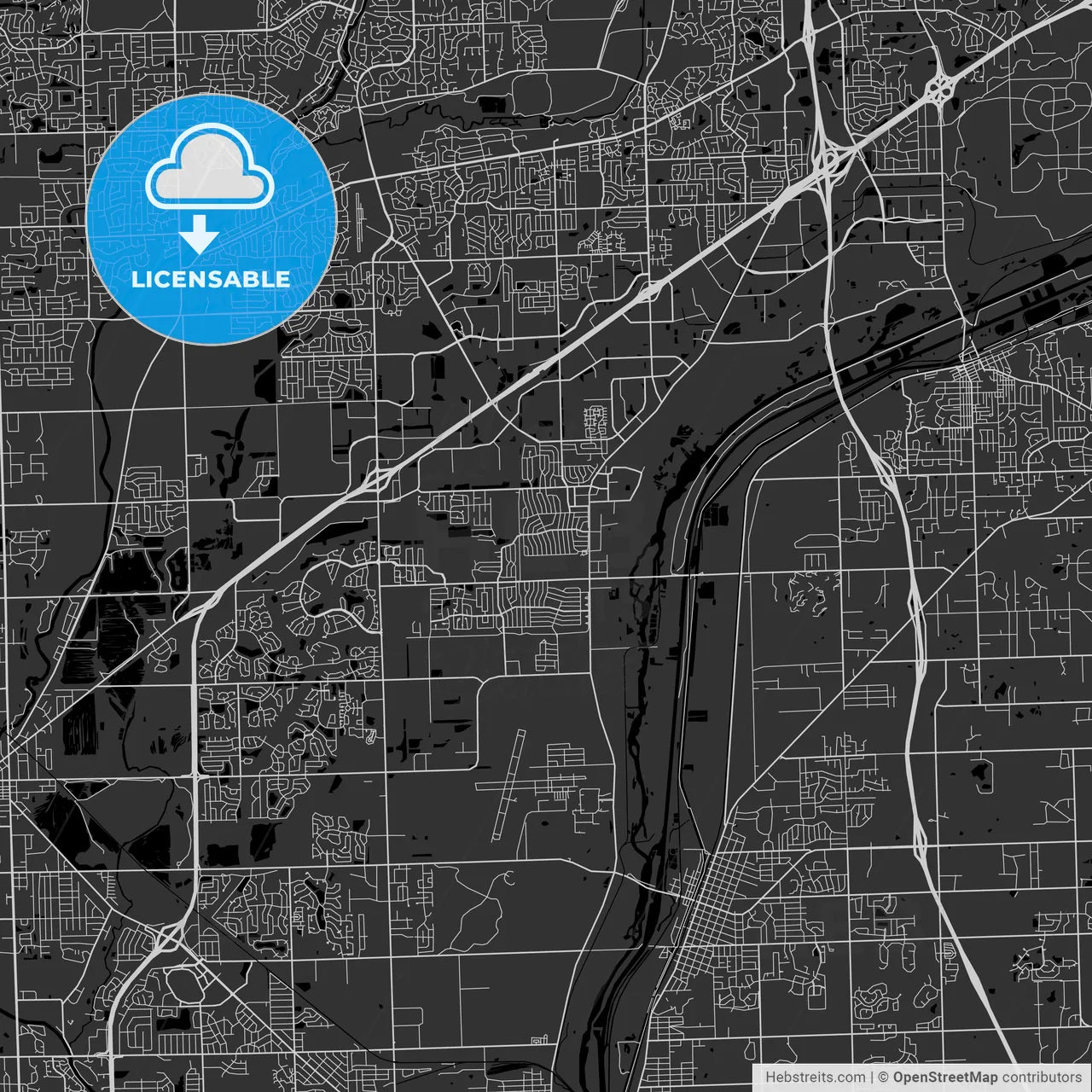 Romeoville, Illinois - Area Map - Dark