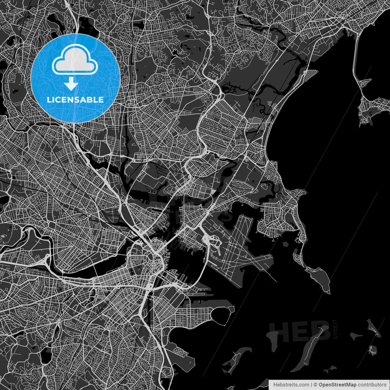 Chelsea, Massachusetts - Area Map - Dark