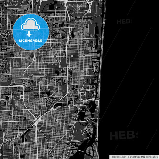 Hallandale Beach, Florida - Area Map - Dark
