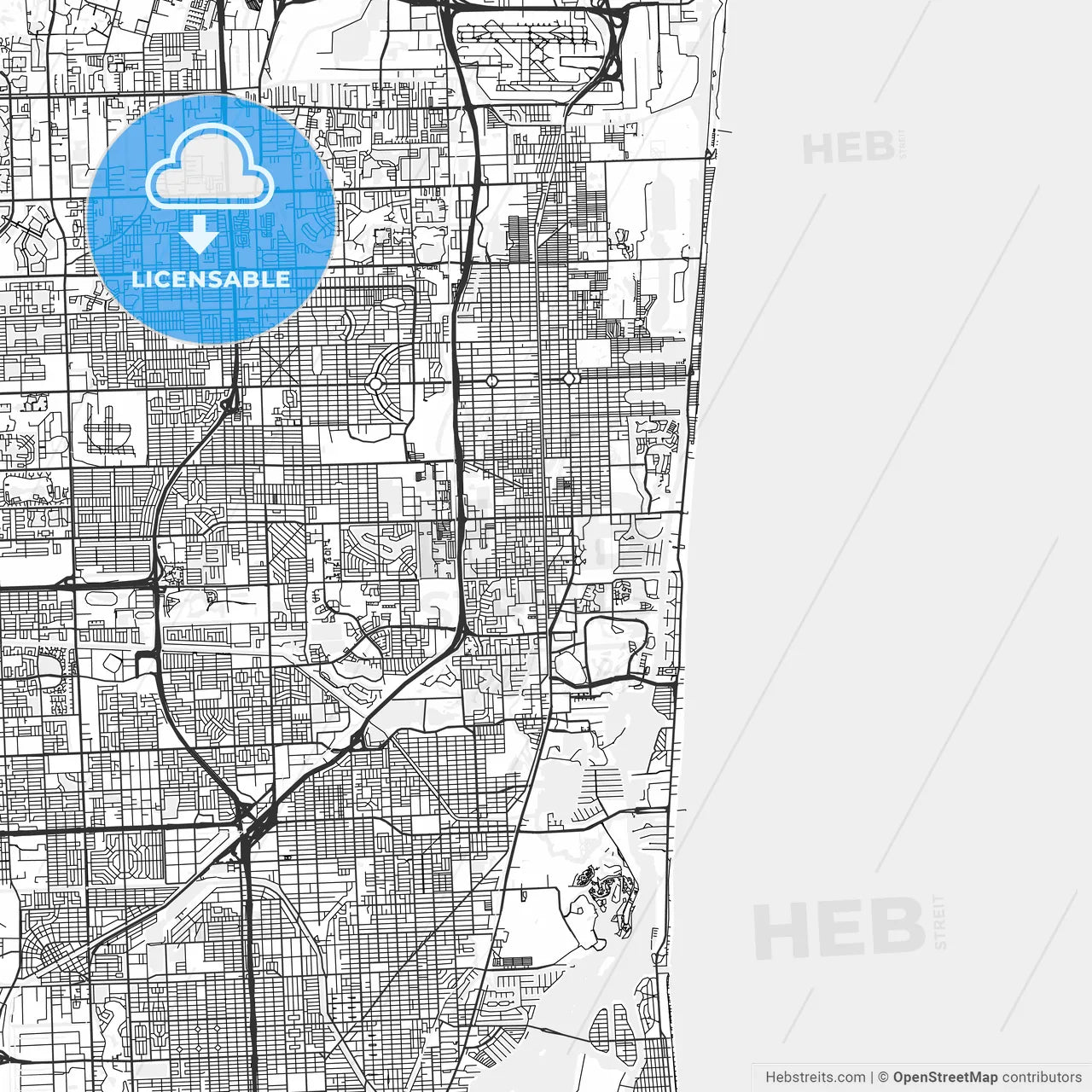 Hallandale Beach, Florida - Area Map - Light