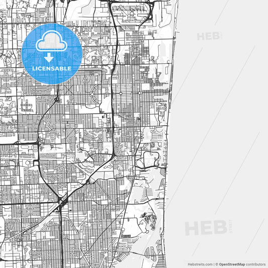 Hallandale Beach, Florida - Area Map - Light