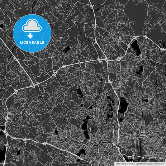 Woburn, Massachusetts - Area Map - Dark