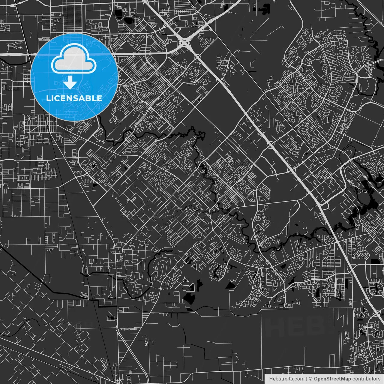 Friendswood, Texas - Area Map - Dark