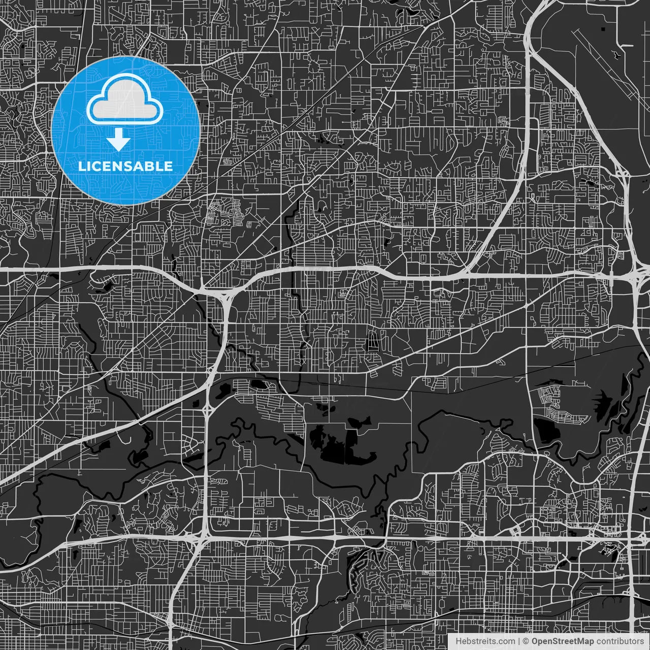 Hurst, Texas - Area Map - Dark