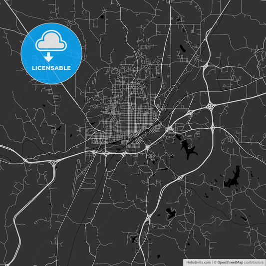 Meridian, Mississippi - Area Map - Dark