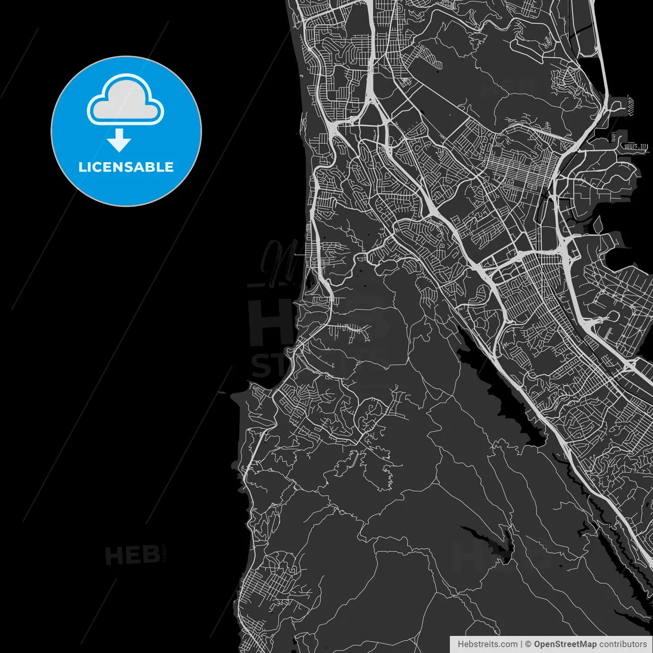 Pacifica, California - Area Map - Dark