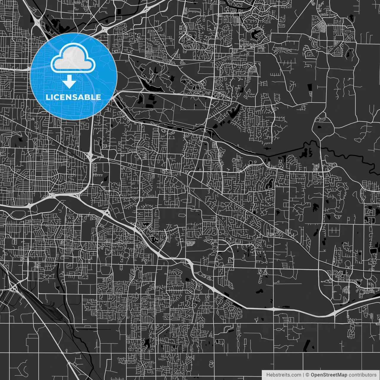 Germantown, Tennessee - Area Map - Dark