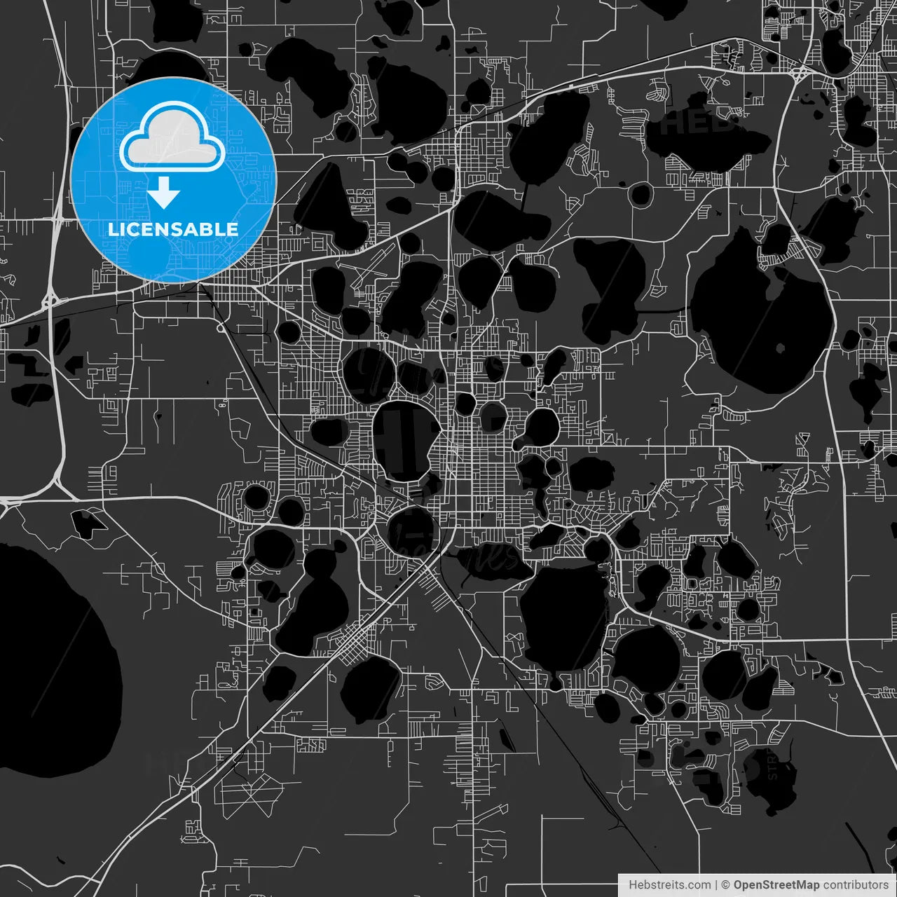 Winter Haven, Florida - Area Map - Dark