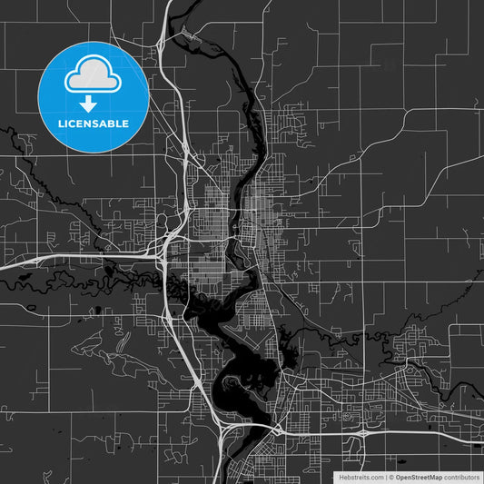 Wausau, Wisconsin - Area Map - Dark