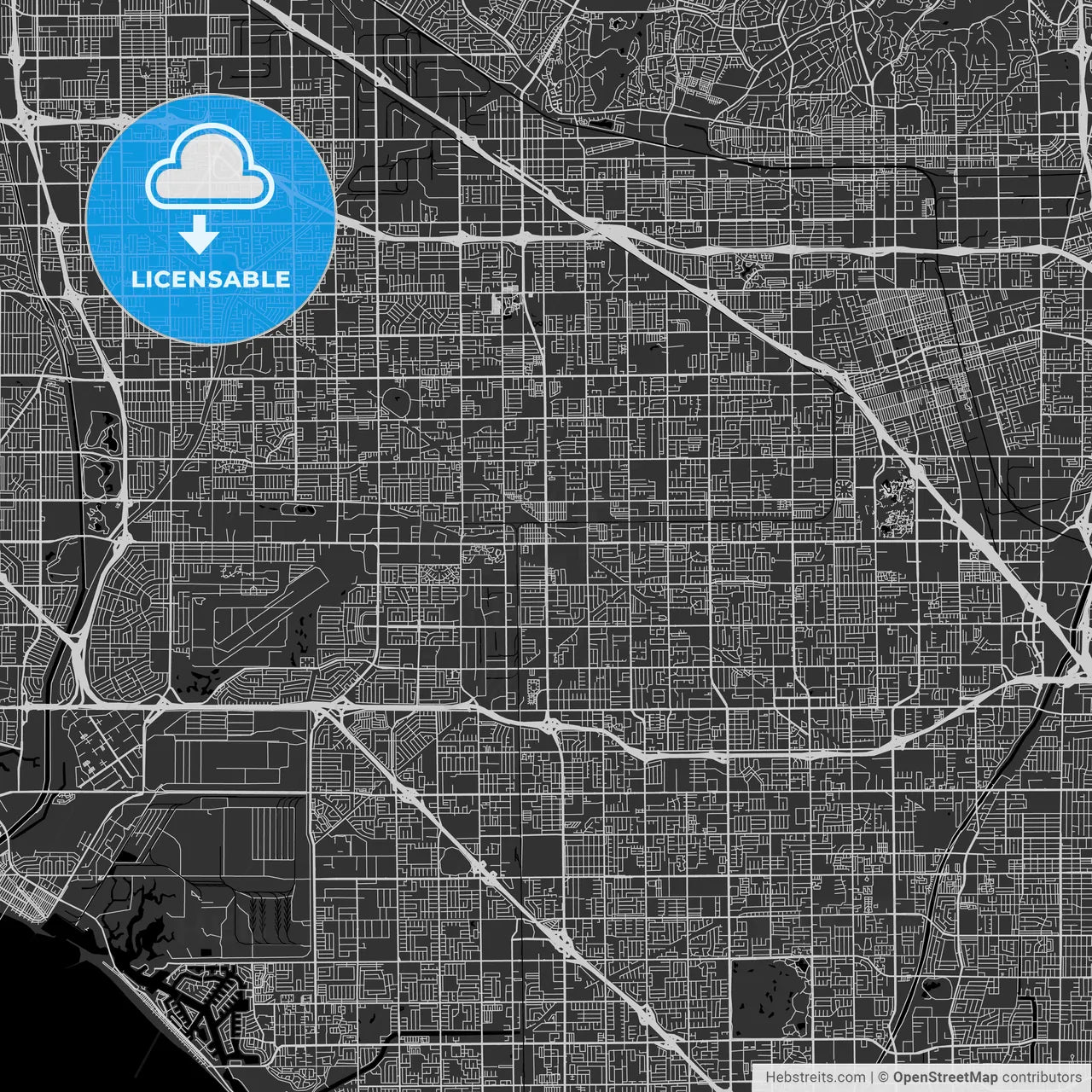 Stanton, California - Area Map - Dark