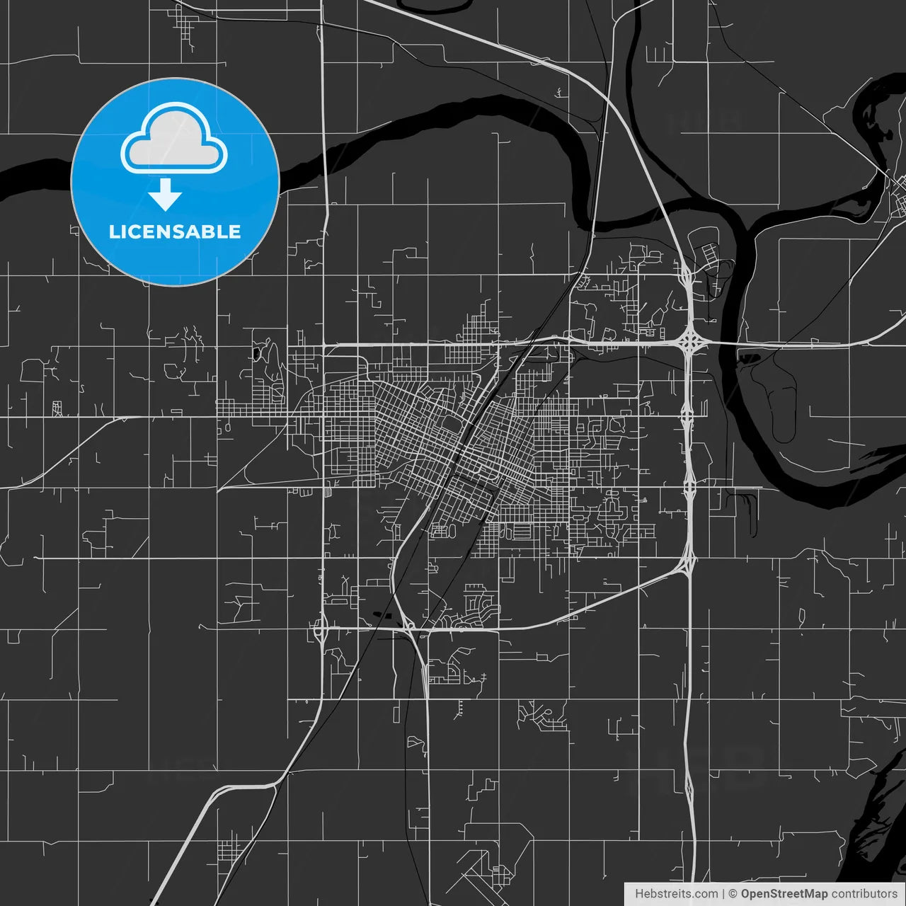 Muskogee, Oklahoma - Area Map - Dark