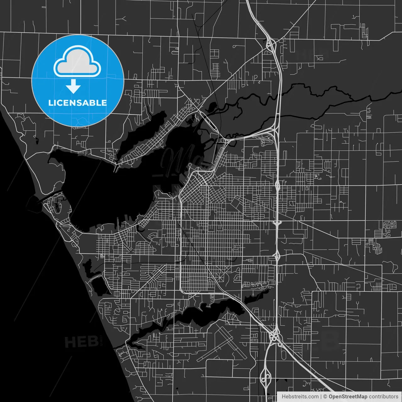 Muskegon, Michigan - Area Map - Dark