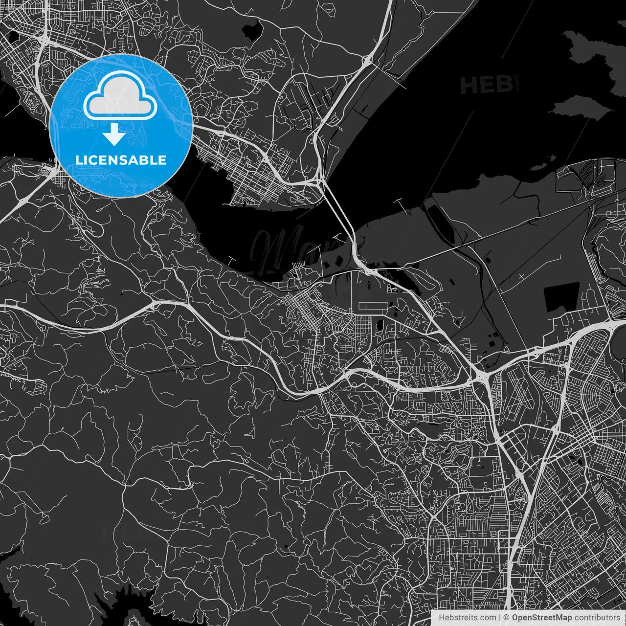 Martinez, California - Area Map - Dark