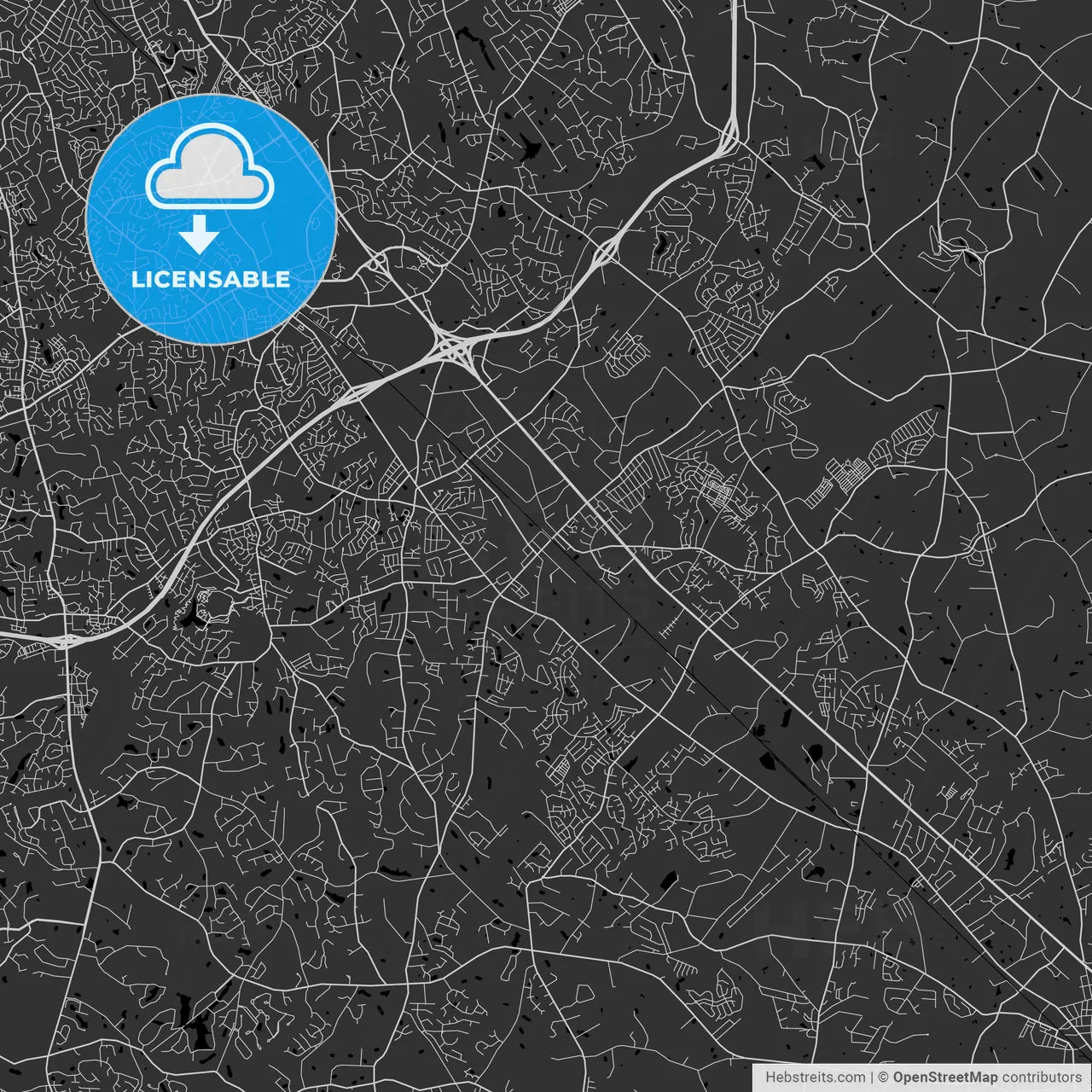 Indian Trail, North Carolina - Area Map - Dark