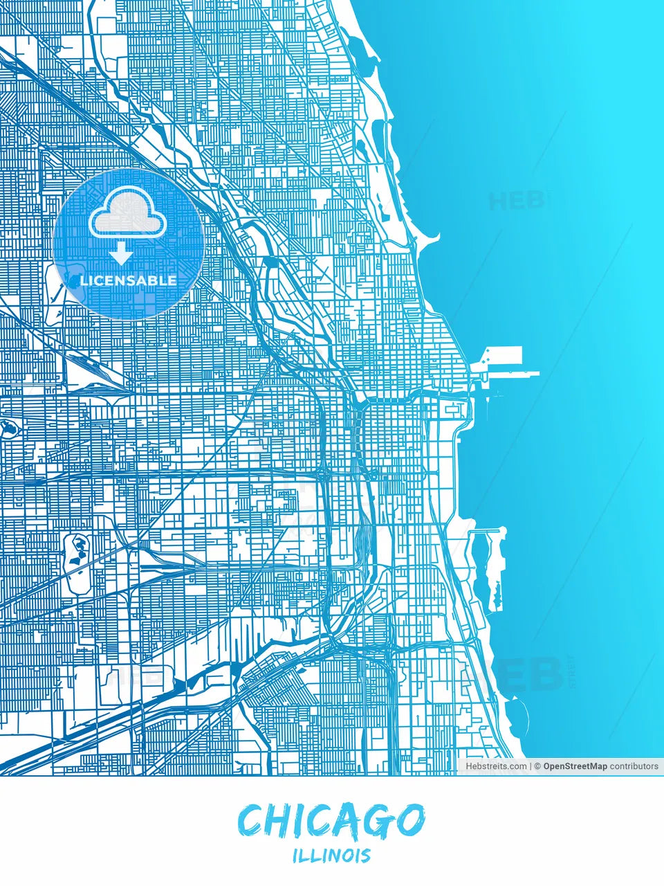 Chicago, Illinois - Map Poster Design