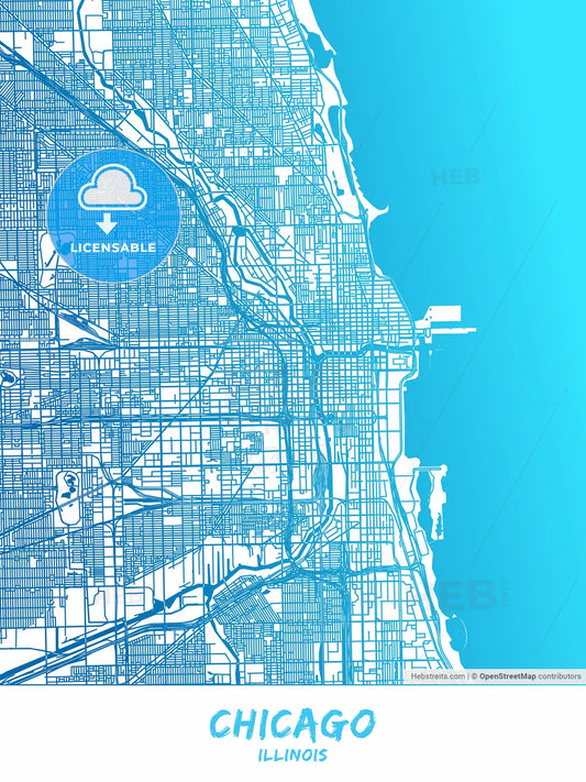 Chicago, Illinois - Map Poster Design