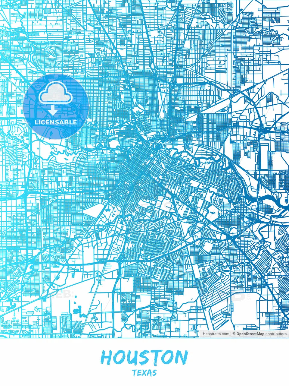Houston, Texas - Map Poster Design