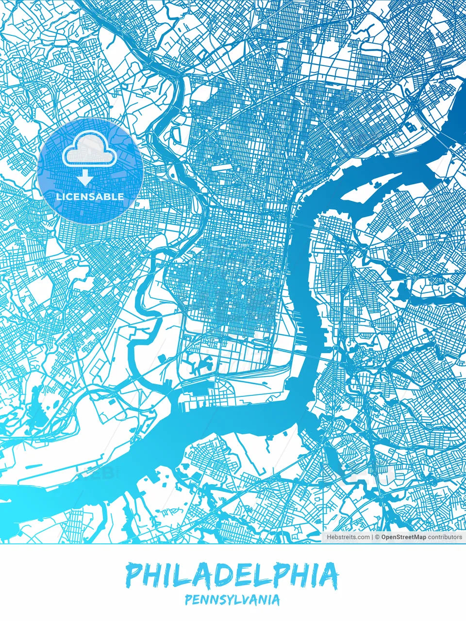 Philadelphia, Pennsylvania - Map Poster Design