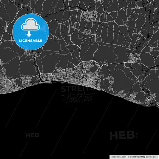 Brighton and Hove, England, UK, Vector Map - Dark