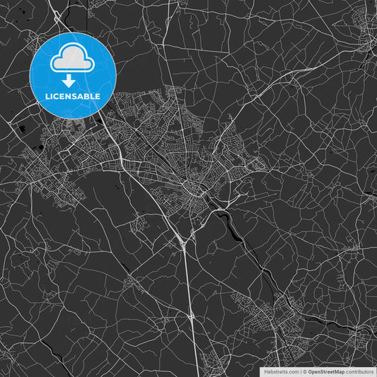Luton, England, UK, Vector Map - Dark